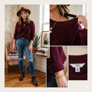 EUC Time and Tru Burgundy Waffle Knit Sweater